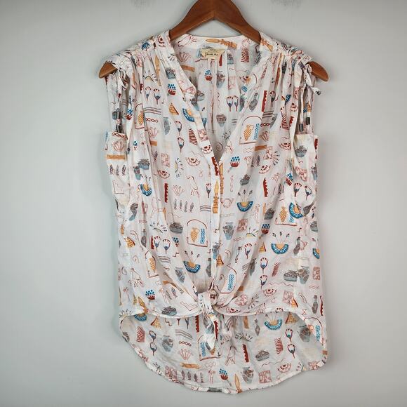Anthropologie Danielle Kroll Egyptian Artifacts Button Down Tank SMALL - Picture 2 of 9